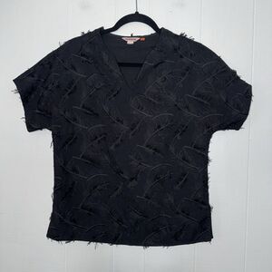 Persifor Women’s Feather Boxy Top Short Sleeve Black Size Small